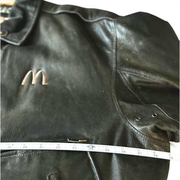 VTG EXCELLED LEATHER BOMBER BIKER JACKET AVIATOR BROWN/MAP GRAPHIC LINER  SZ XXL - Picture 12 of 16